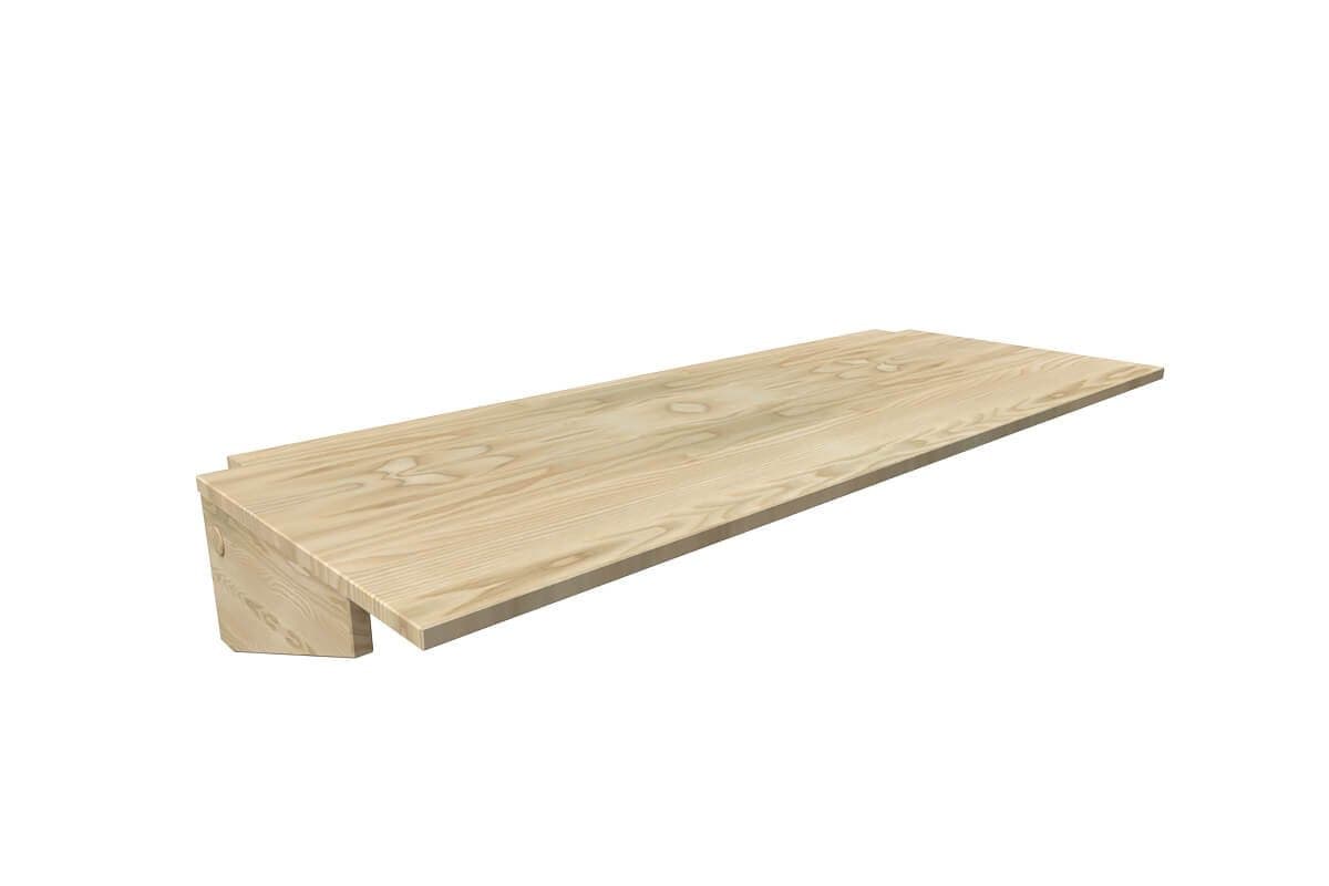 Bureau tablette 140cm en bois pour lit mezzanine - Vernis Naturel