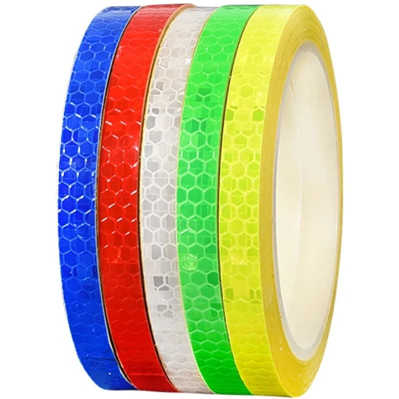Bandes réfléchissantes 1cm x 20/10/8/5m, bande d'avertissement, autocollant de sécurité nocturne, blanc, rouge, Orange, vert, pour vélo et