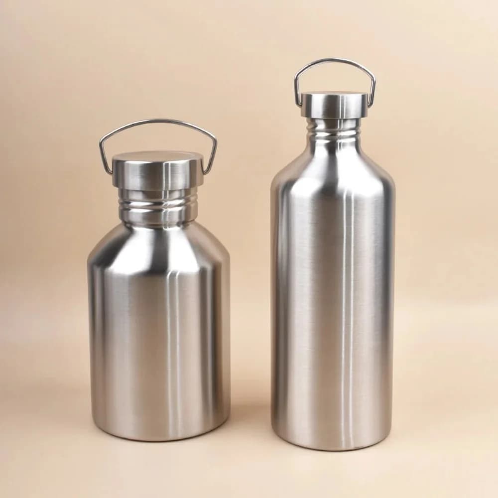 Bouteille de boisson de 2L pour le Sport, grande capacité, en acier inoxydable, tasse d'eau monocouche, flacon en métal, verres de Camping Sport