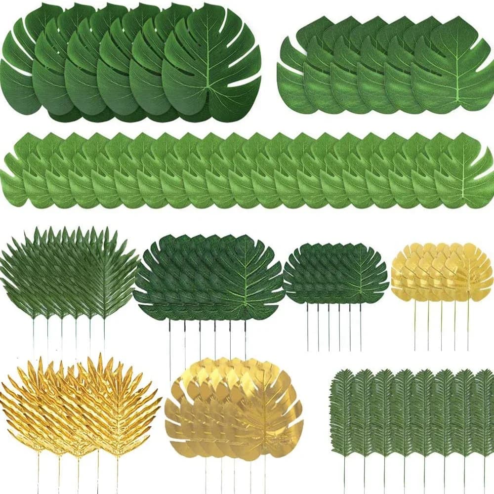 Feuilles de palmier tropicales artificielles, Luau hawaïen, Jungle Safari, fournitures de fête à thème Animal, décoration d'anniversaire, de