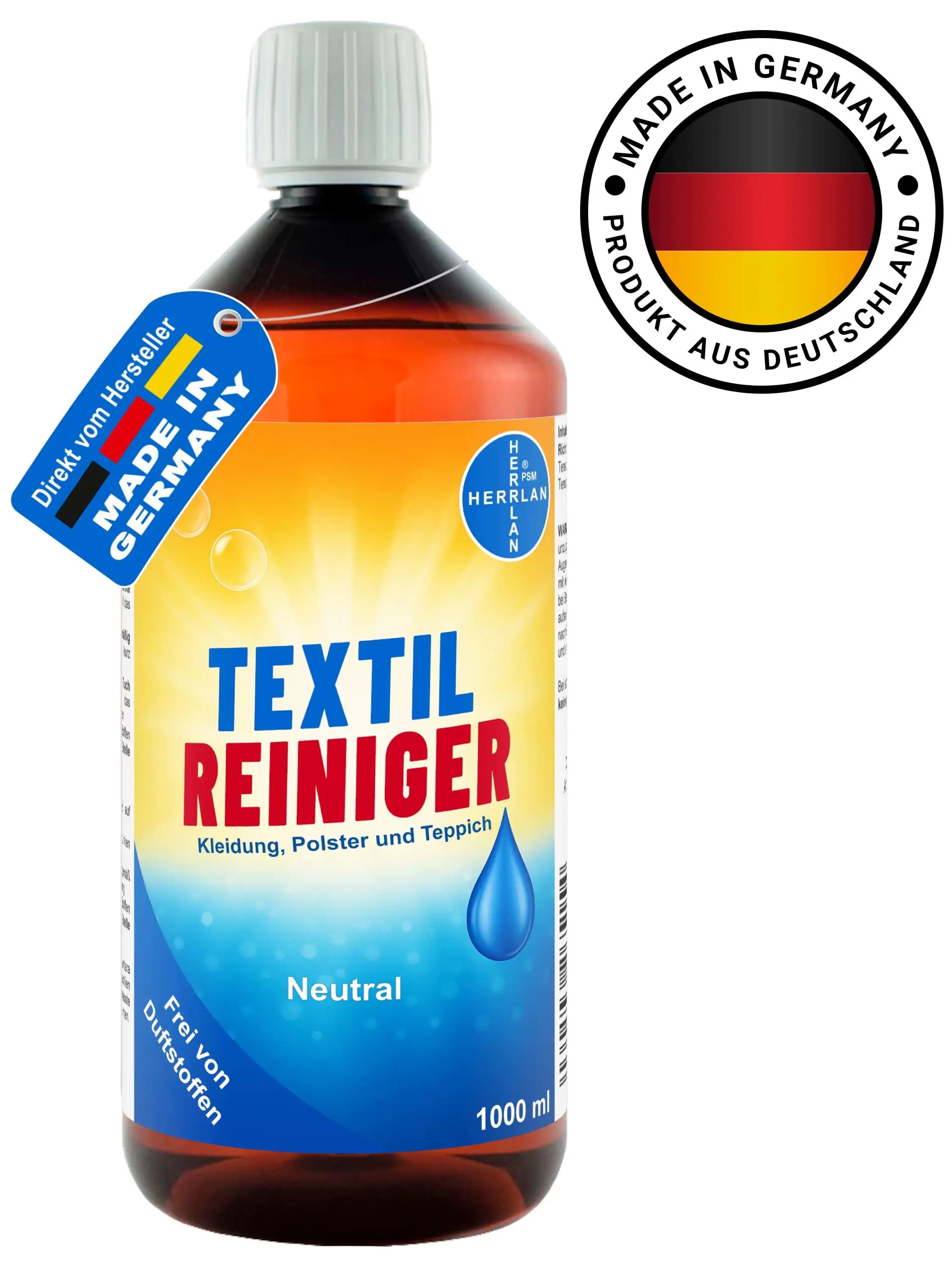 HERRLAN ® Nettoyant textile pour vêtements, tissus d'ameublement et tapis-1000 ml - Fabriqué en Allemagne