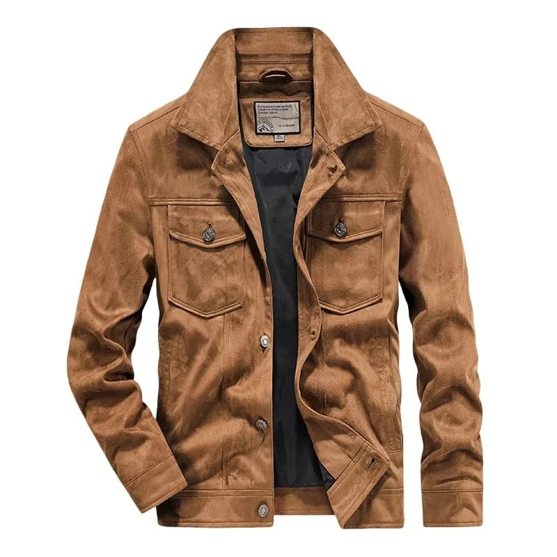Printemps et automne hommes mode décontracté coupe ajustée Style britannique Sports de plein air Cargo rétro manteau en daim jeunesse tout-match