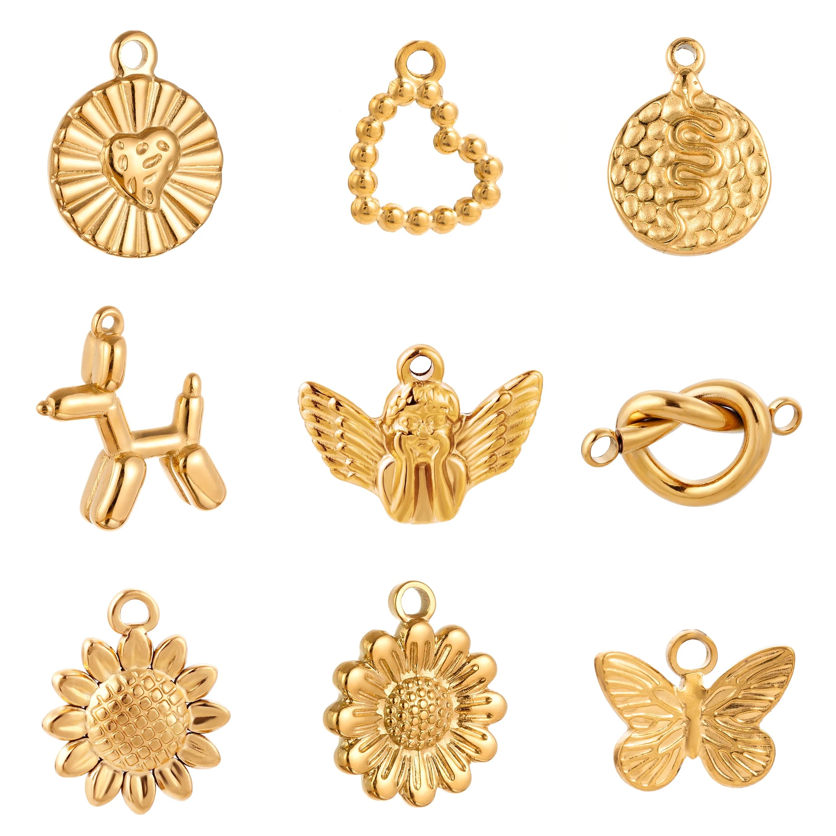 Breloques en forme de cœur, papillon, tournesol, serpent, chien mignon, fournitures pour la fabrication de bijoux, collier, boucles d'oreilles,