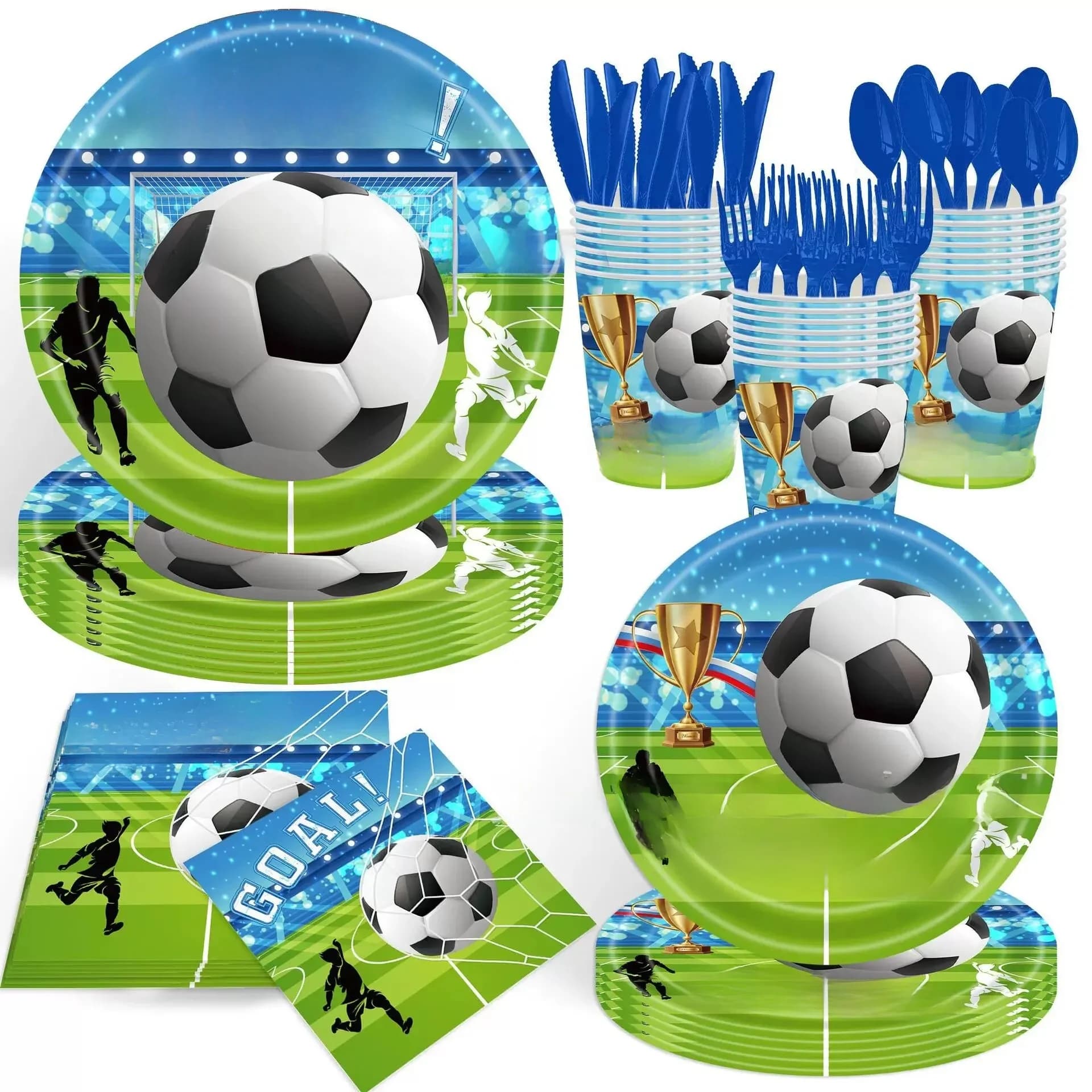 Décor de fête de Sport d'anniversaire pour enfant, thème de Football, bannière de ballon de Football, décoration de gâteau, fournitures de fête