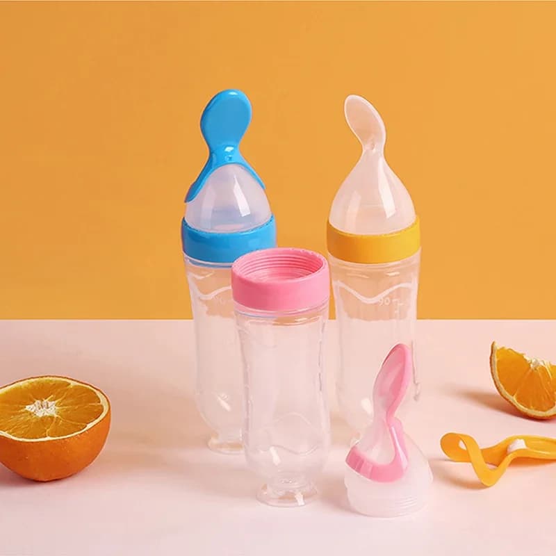 cuillere bebe vaisselle enfant couverts enfant cuillere bebe silicone biberon cuillère bébé Biberon en Silicone pour nouveau-né, cuillère à riz,