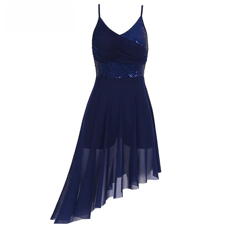 Robe de danse lyrique pour femmes, Ballet contemporain, sans manches, paillettes brillantes, justaucorps de gymnastique latine, Tutu, vêtements de