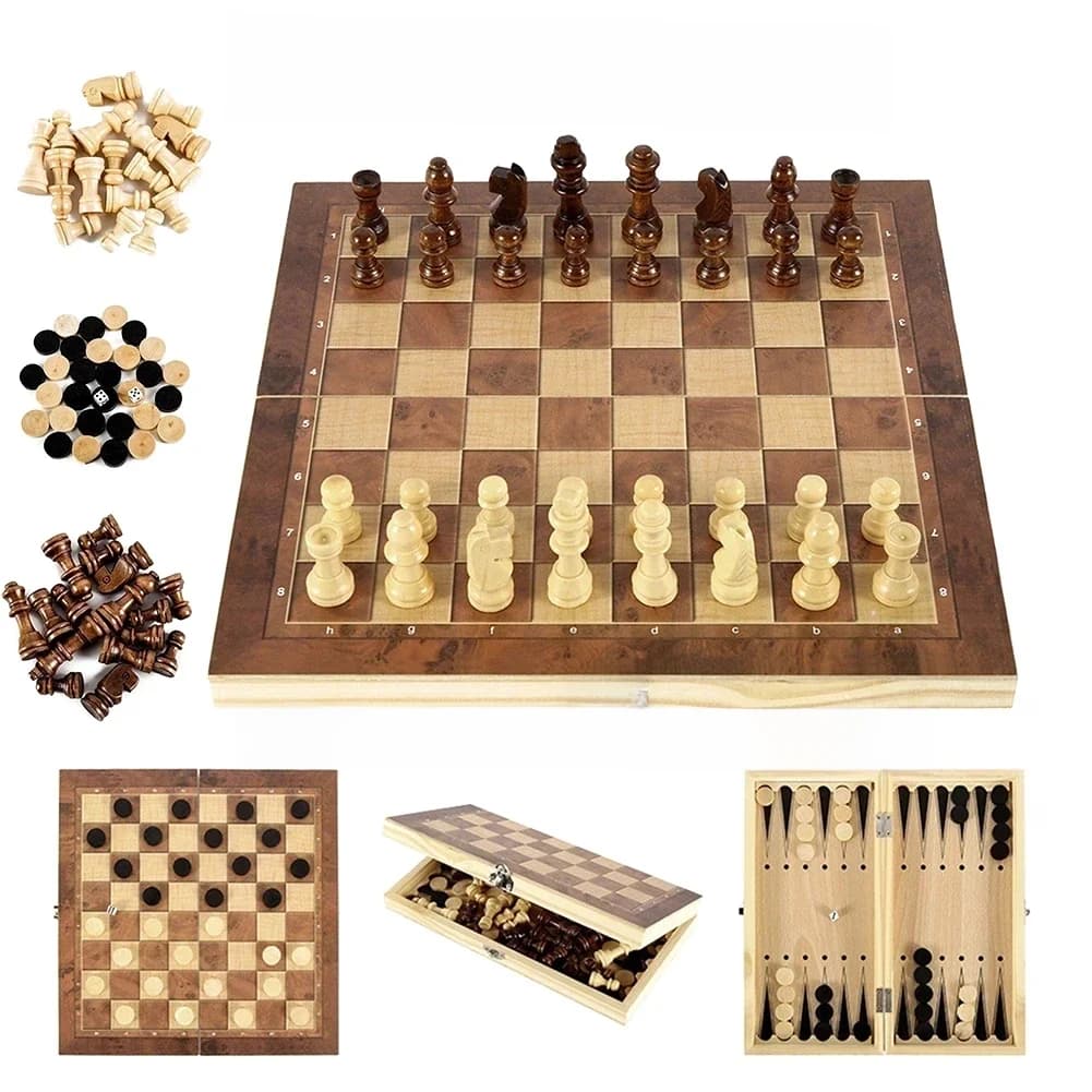 3 en 1 jeux de Table de fête dés échecs Backgammon conseil divertissement jeux de voyage dames échecs