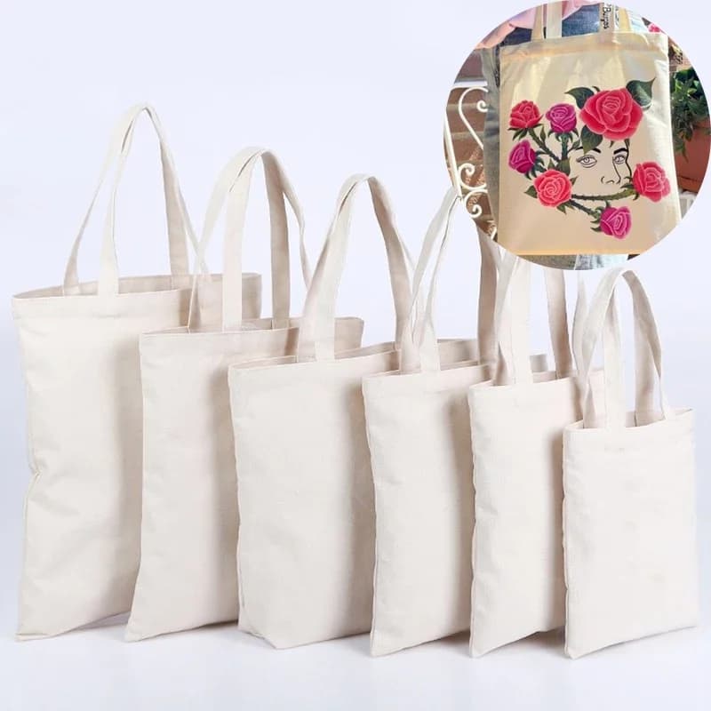 Sacs de Shopping en toile de grande capacité, fourre-tout pliable en coton écologique, réutilisable, à bandoulière, pour épicerie, Beige et