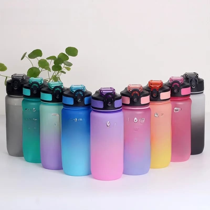 Bouteille d'eau de Sport de 600ML avec marqueur de temps, tasse anti-fuite, bouteille d'eau Portable de motivation pour le Sport de plein air et le