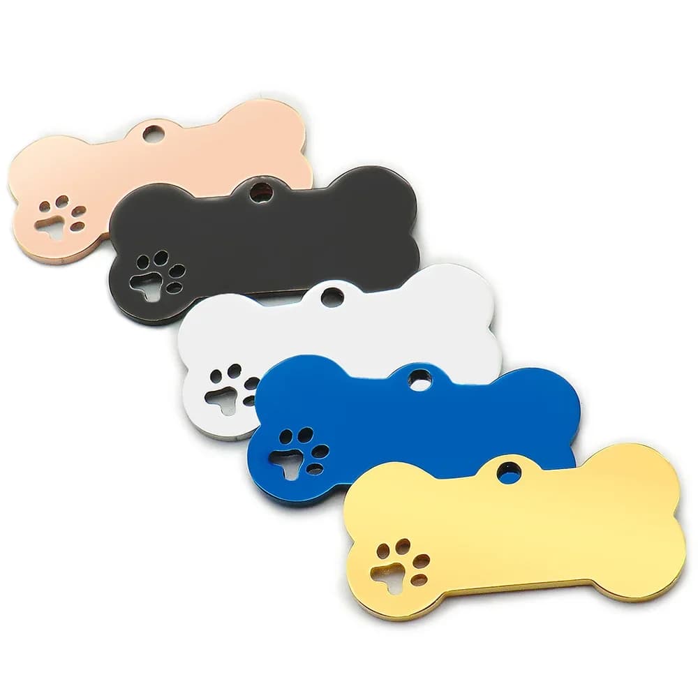 Collier personnalisé en acier inoxydable, étiquette d'identification pour animaux de compagnie gravée, nom d'identification pour animaux de