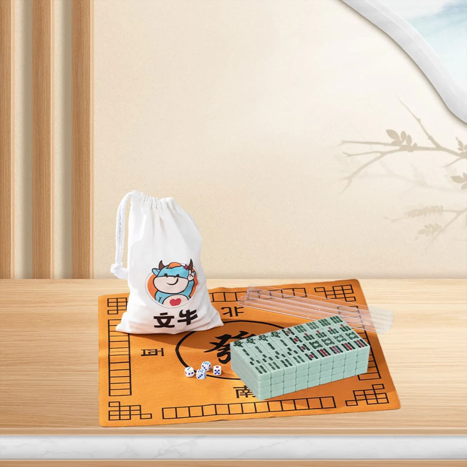 Mini ensemble de Mahjong de voyage, ensemble de jeu de Mahjong léger et Portable avec 144 carrelage et étui de transport pour voyage, jeu de loisirs