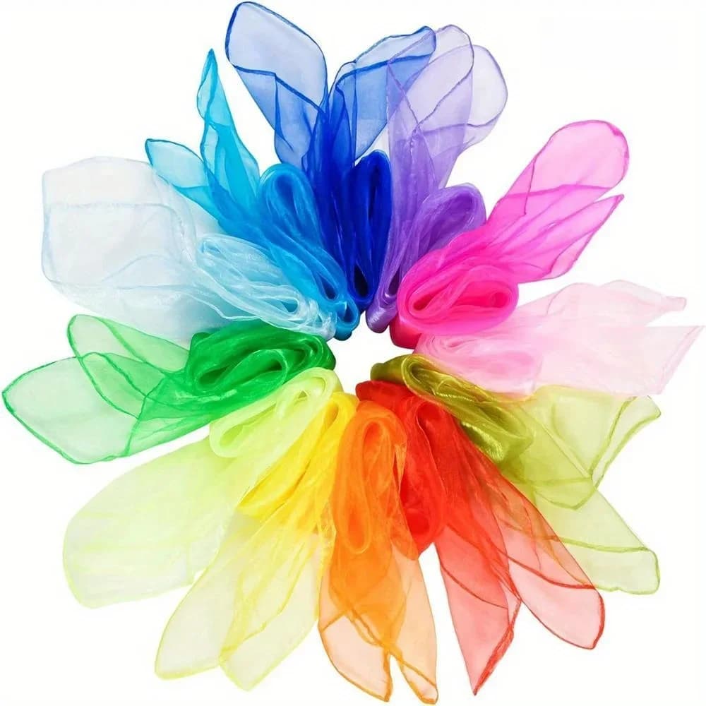 Foulards carrés de danse en soie pour jonglerie, nouveau Style, tours de magie, accessoires de Performance, foulards de mouvement, 10 pièces/12