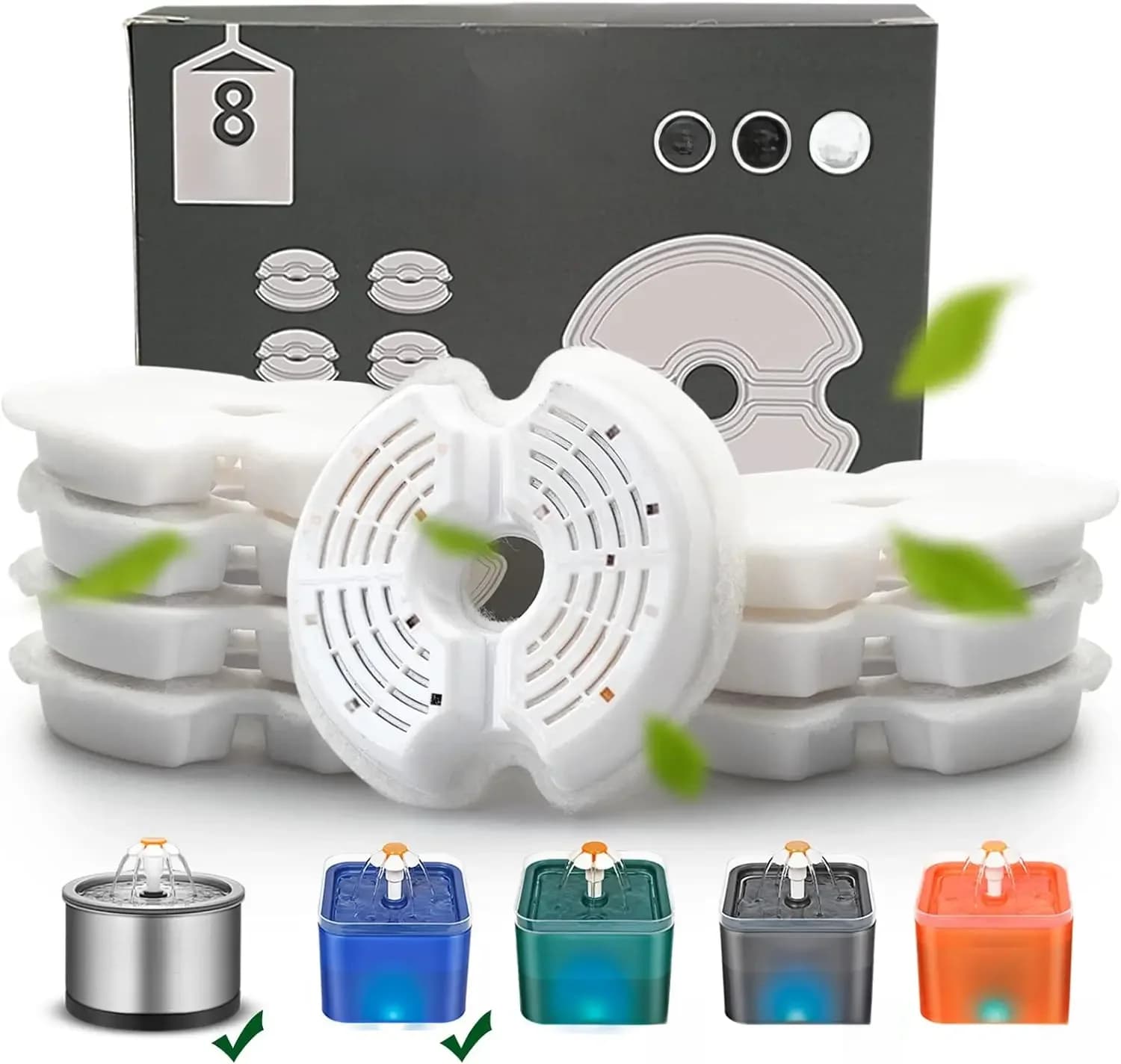 Filtre de fontaine d'eau pour chat, Filtration Multiple, filtres de remplacement pour fontaine d'eau pour animaux de compagnie, 4/8 paquets
