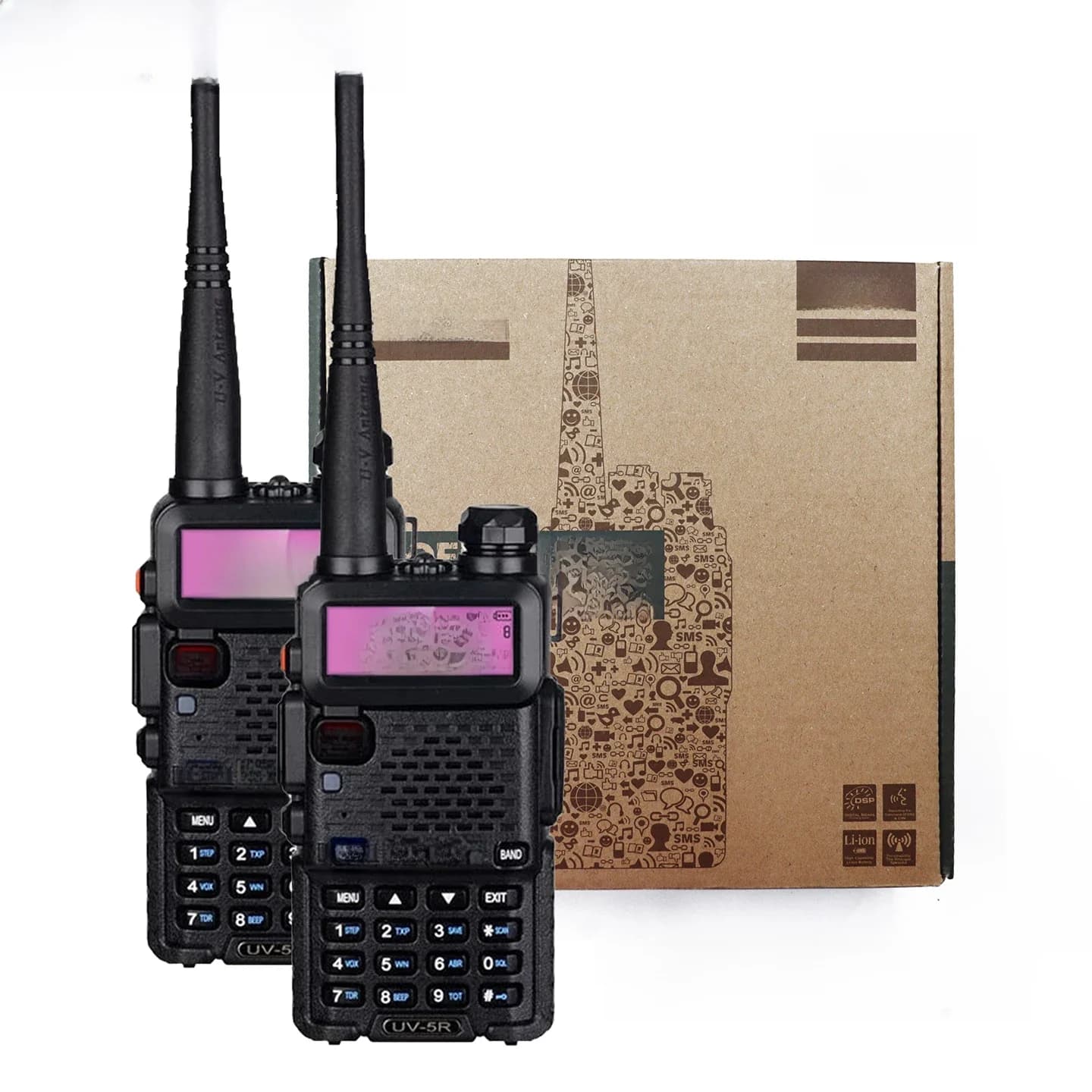 2 pièces BAOFENG UV-5R 5W 8W haute puissance double bande Radio bidirectionnelle longue portée Portable Walkies Talkies pour la chasse
