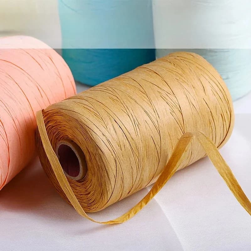 Fil de raphia en papier naturel pour la main, crochet ogo, paille, sandales, chapeaux d'été, bricolage, sacs à crochets, coton, fil d'ange, blanc