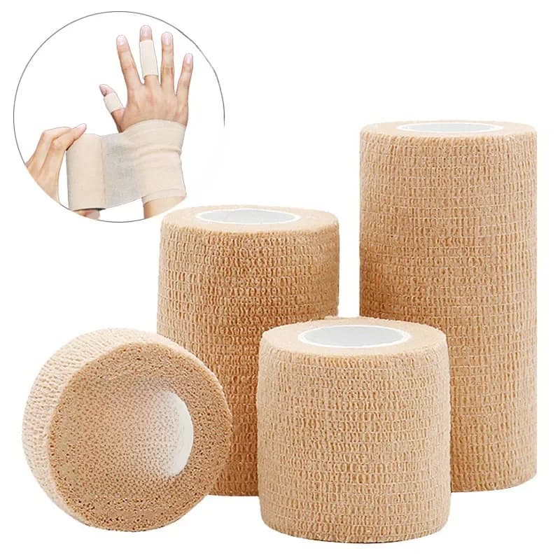 10 rouleaux de pansement adhésif médical élastique respirant sport auto-adhésif ruban Beige enveloppement doigt bande pour poignet cheville