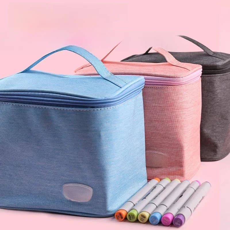 Étui pour stylos marqueurs à fermeture éclair Icolour, sac de rangement en toile pour marqueurs artistiques de plus grande capacité,