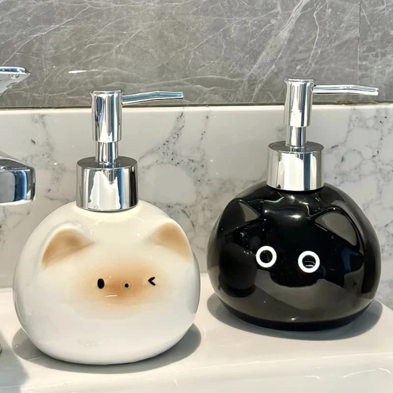 Bouteille de presse de désinfectant pour les mains de chat siamois en céramique, shampooing de toilette, bouteille d'emballage de gel douche,