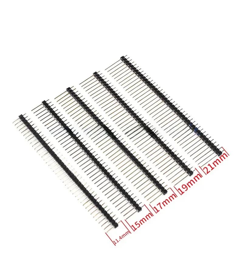 10 pièces 2.54mm simple rangée mâle 1x40P carte PCB détachable broche en-tête longue 11/15/17/19/21/25mm connecteur bande Pinheader pour Arduino