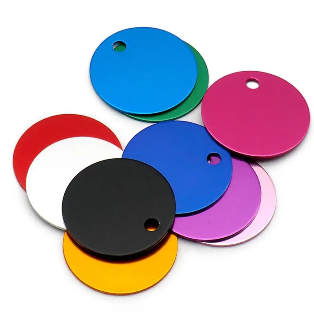 Étiquette d'identification ronde en aluminium pour chien, 100 pièces, nom personnalisé pour chiens et chats, étiquettes d'identification pour