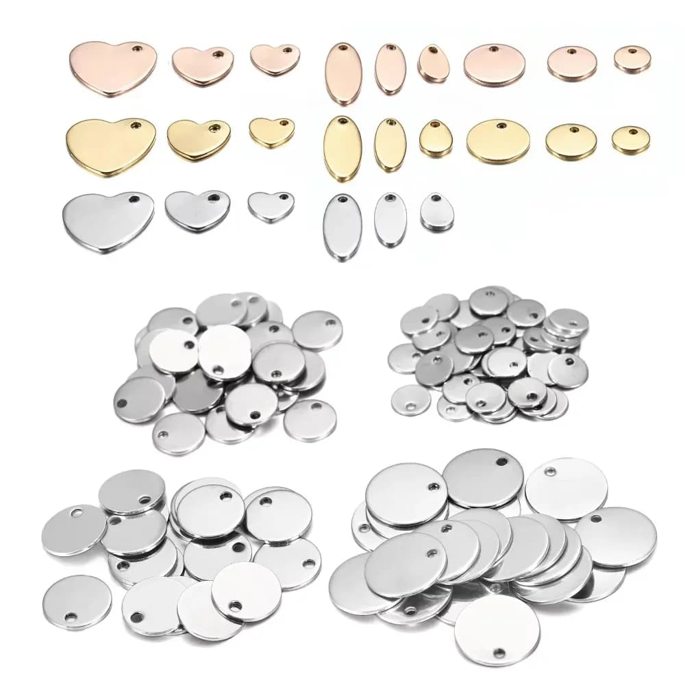 Étiquette de chien personnalisée en acier inoxydable doré, 10 à 50 pièces, ovales en forme de cœur, pendentif à breloque, breloques pour