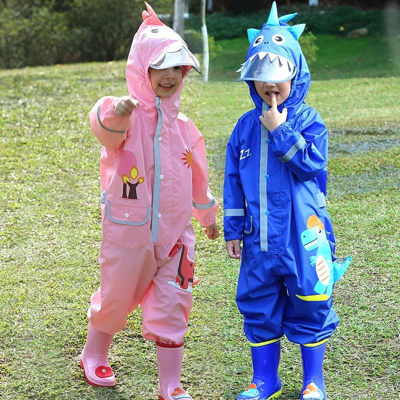 Combinaisons mignonnes de style dinosaure pour bébé, manteau de pluie, imperméable en polyester, vêtements de pluie pour enfants, pantalons