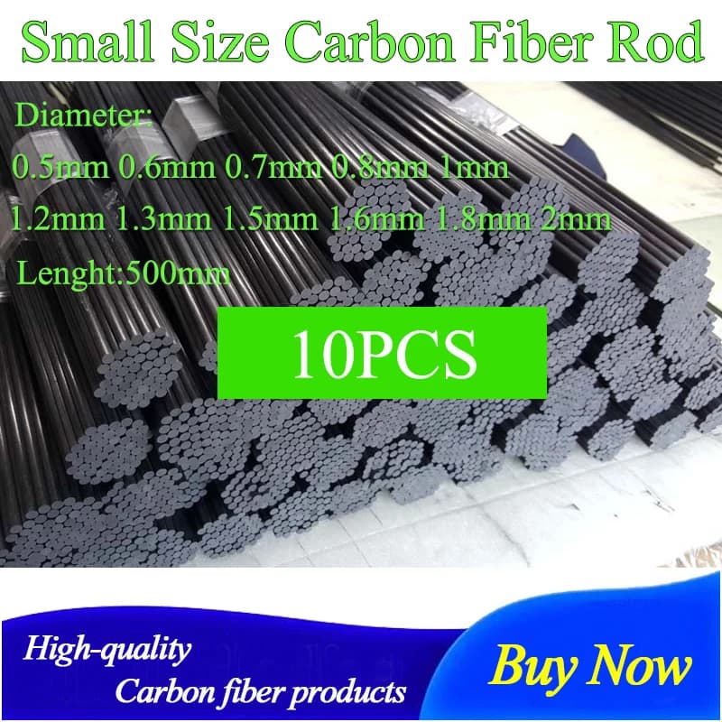 Tiges en fibre de carbone de petite taille pour avion RC, bras de quadrirotor, modèle manuel, 0.5mm, 0.6mm, 0.7mm, 0.8mm, 0.9mm, 1/1mm, 2/1mm, 3/1mm,