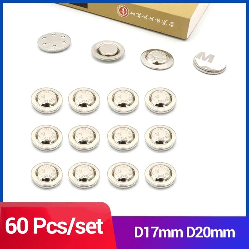 60 pièces aimants ronds pour badges nominatifs D17mm D20mm porte-badges magnétiques porte-étiquettes adhésives porte-badges d'identification