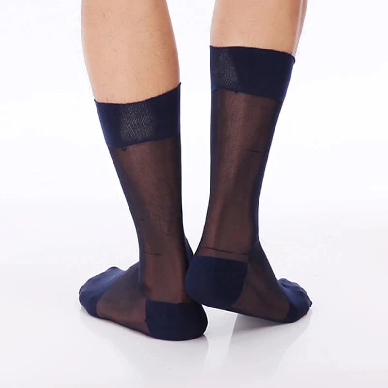 6 paires de grandes chaussettes d'affaires en soie, longues en Polyamide, respirantes, hautes et transparentes, marque pour hommes, chaussettes de
