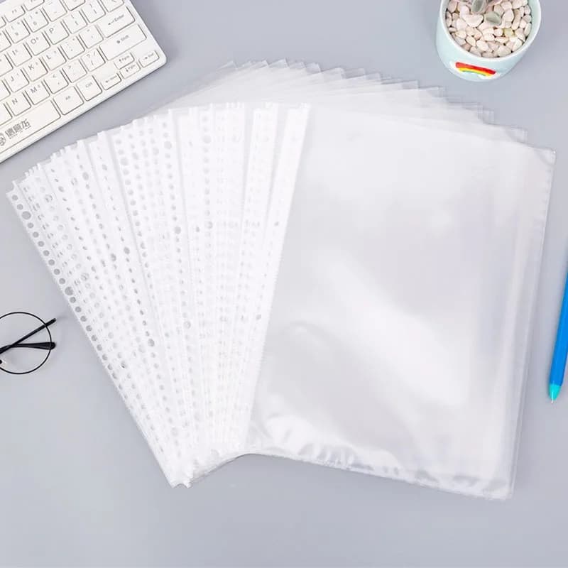 Classeur A5 A4, 50 pièces/paquet, Page d'indexation, 20/30 trous, protecteurs, sac Transparent en PVC, dossier de fichiers Portable, sac de fichiers
