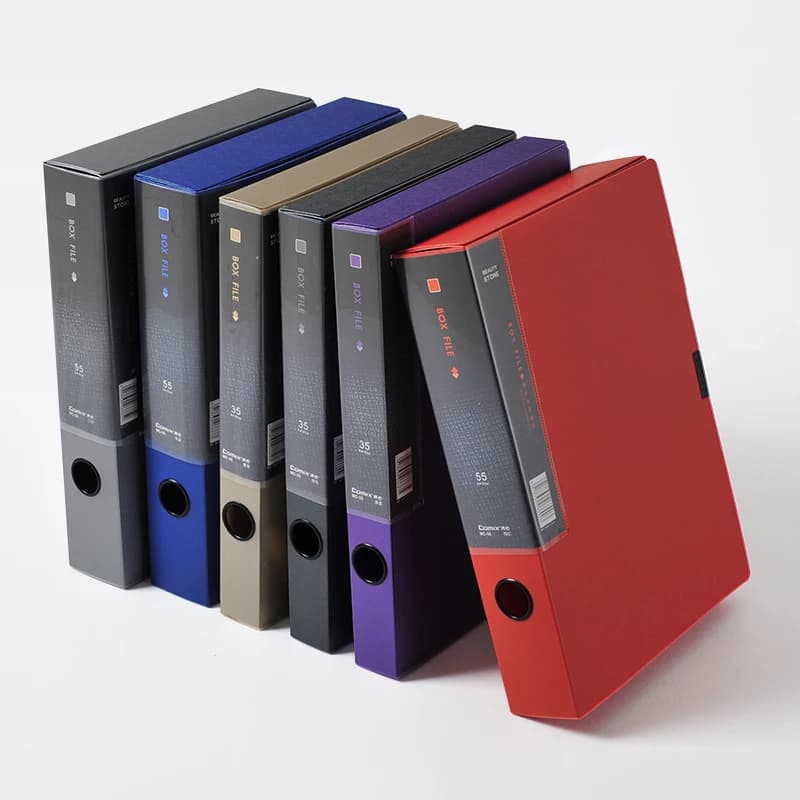 Boîte à documents en plastique coloré, papier A4, stockage de fichiers de bureau, boîtes de classement d'évaluation, anti-poussière
