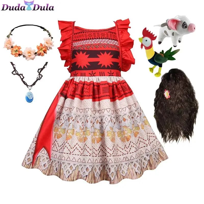 Moana Cosplay fille Halloween Costume Vaiana princesse robe filles vêtements robes pour le nouvel an 2025