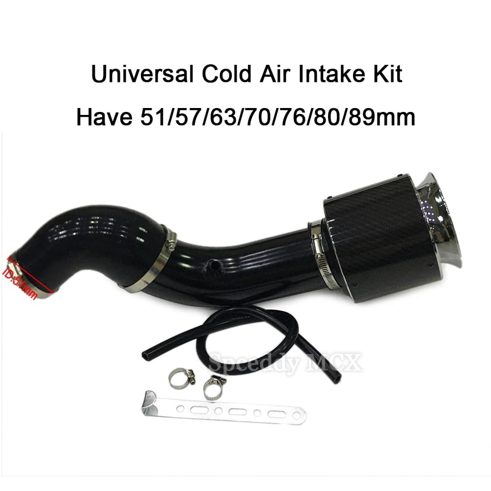 Kit de filtre à charbon à haut débit avec tuyau d'admission d'air universel, système d'admission d'air froid pour voiture de sport, ID 51mm, 57mm,