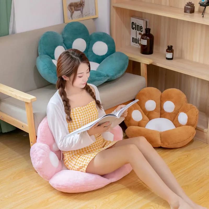 Coussin de siège en peluche patte d'ours et de chat, 60-75CM, pour sol intérieur, canapé en peluche, décoration animale colorée, oreiller, cadeau