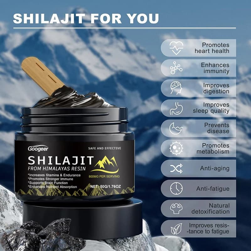 Résine Naturelle de Shilajit de l'Himalaya, 1-5HI, 800MG, Laboratoire de Soins à l'Acide Fulvique, Testé 85 + Trace Minorganisateur