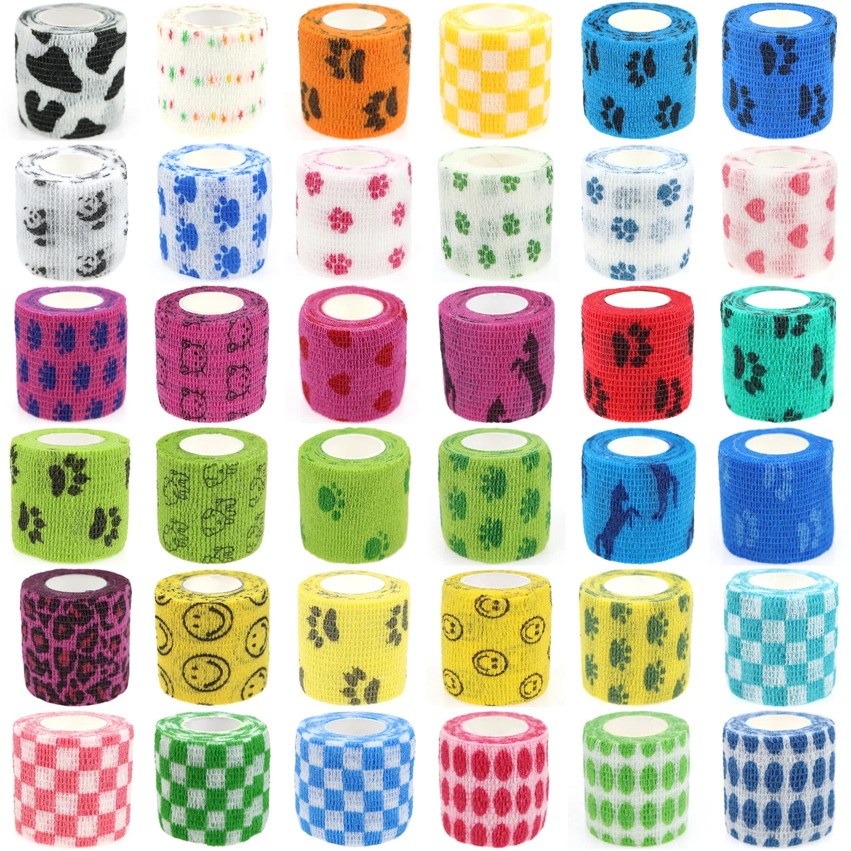 24 rouleaux de pansement élastique auto-adhésif, bande cohésive, enveloppe vétérinaire pour chien, chat, cheval, animaux de compagnie, entorses