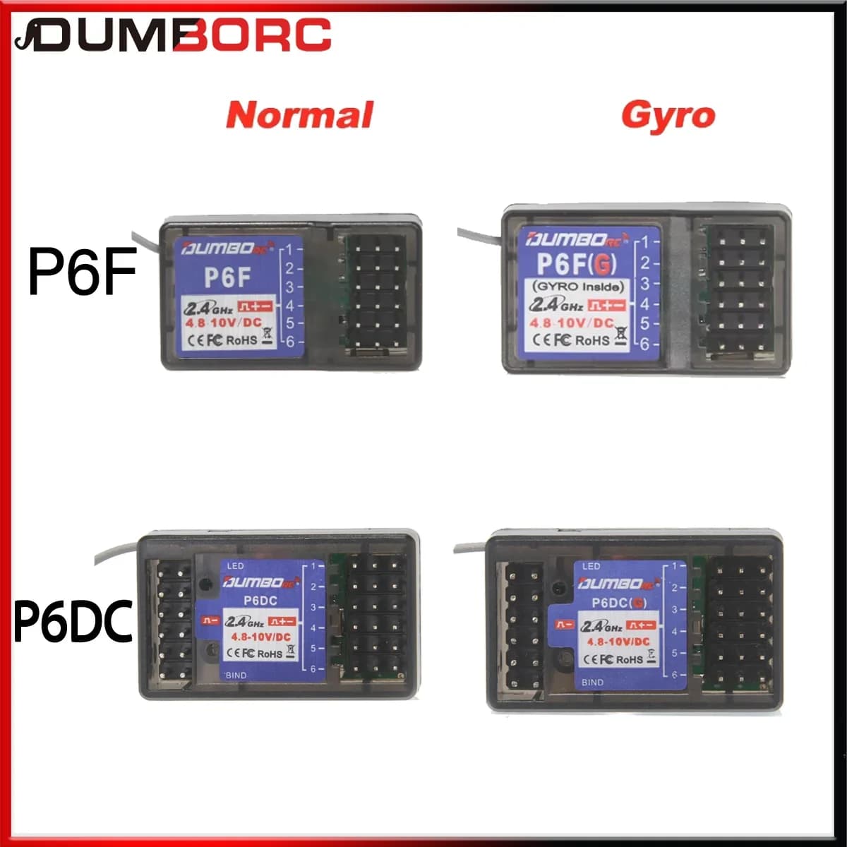 DUMBORC-Transmetteur X6 Tage X5 2.4G 6CH avec Récepteur de Lumière LED P6FG pouvez-vous ro P6F, Ensemble pour Voiture et Bateau RC 1/10 1/8 Inoler