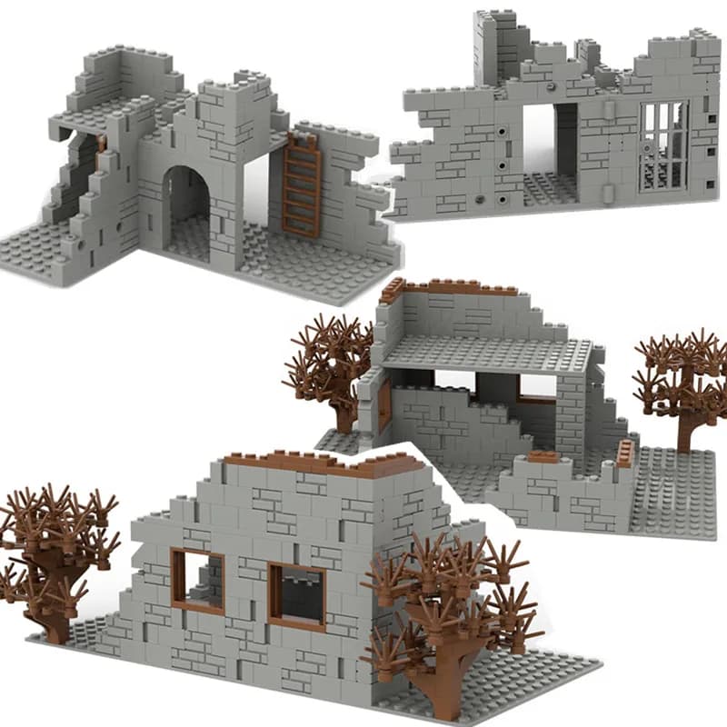Blocs de Construction de ruines ww2, réfugio militaire sur champ de bataille, blocs de modèle, briques à monter soi-même, jouets pour garçons et