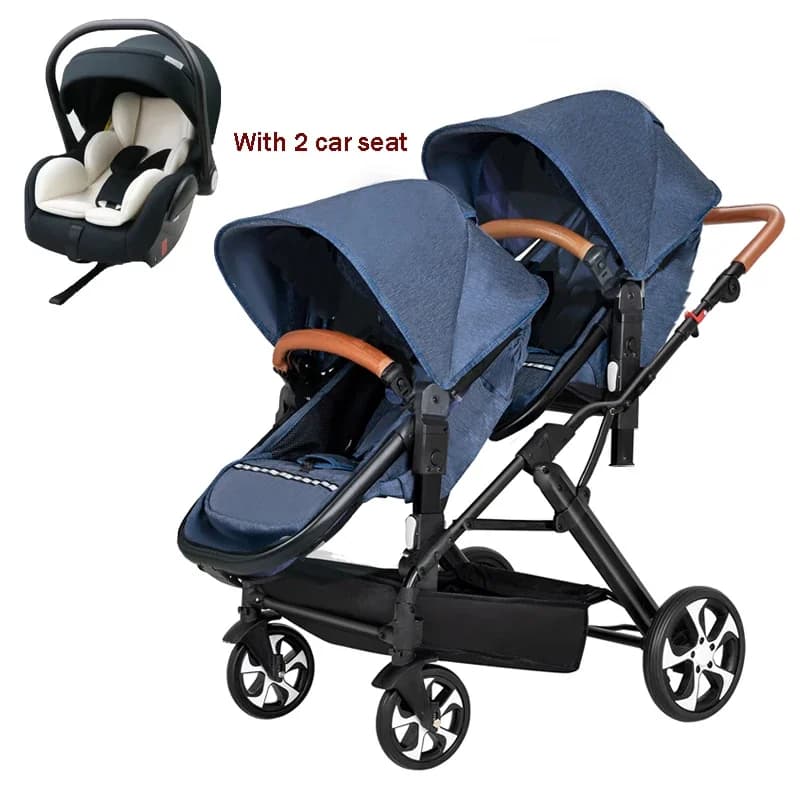 2025 NOUVEAU Poussette double 3 en 1 avec siège auto chariot landau Double Poussette pour deux enfants Pliable Léger