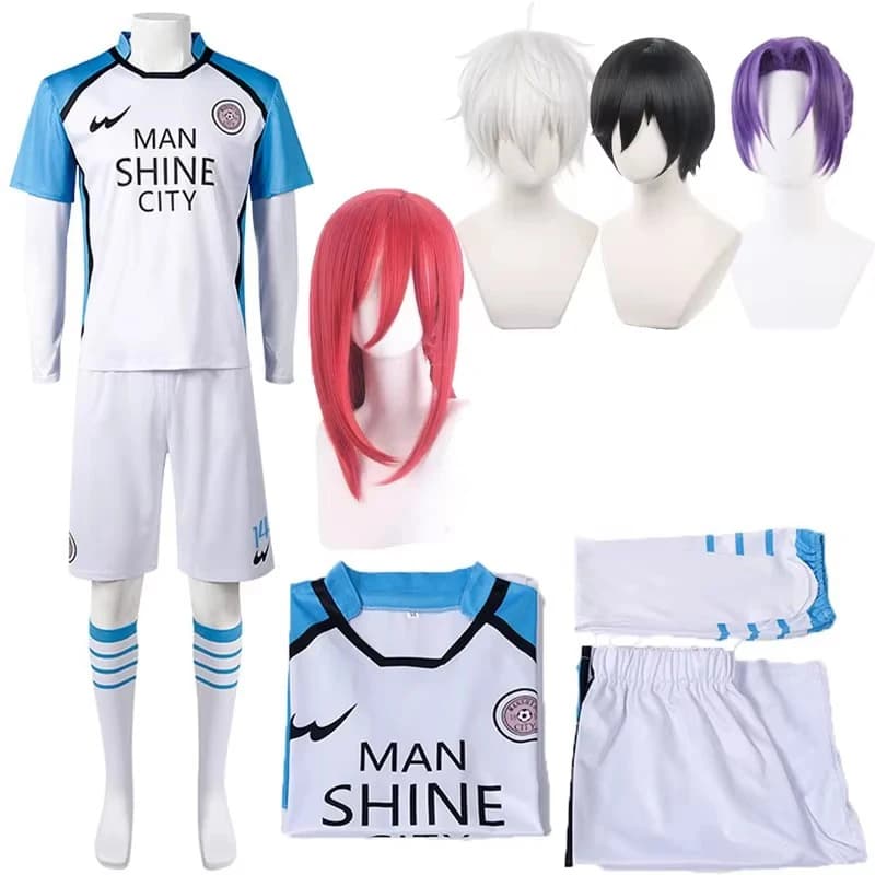 Costume de cosplay Anime Blue, maillot rouge, t-shirt, perruque, pour hommes, Chigiri Hyoma, Seishiro Reo, Mikage Nagi, maillots de football cosplay