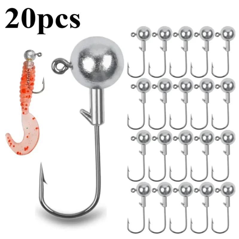 20 pièces grosse tête crochet 2.5g 3.5g 5g 7g 10g 14g toutes tailles boule ronde gabarit tête crochet sans mauvaises herbes longue tige gabarit