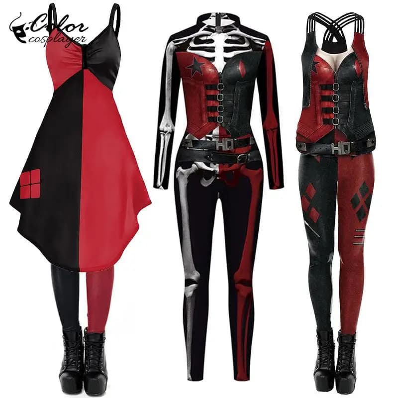 Combinaison Clown à Manches sulfpour Cosplay, Costume d'Halloween, Robe de Carnaval, Leggings