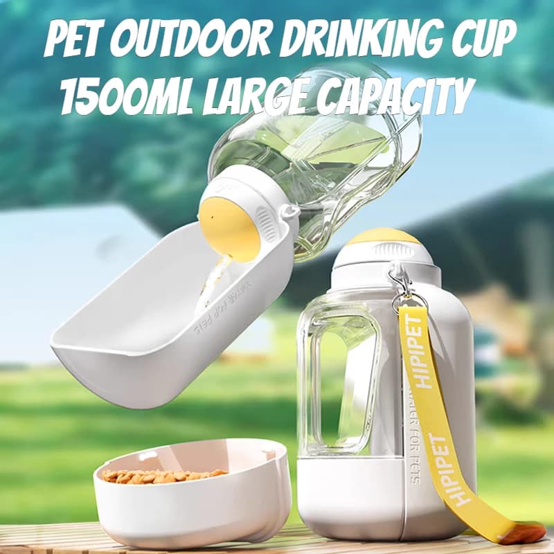 Nouveau chien tonne grande capacité animal de compagnie pot à boire chat distributeur d'eau portable tasse d'eau eau et nourriture bol intégré