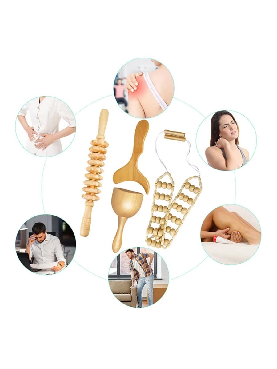 1 pièce – Outil de massage en bois pour soulager la douleur, rouleau de massage corporel anti-cellulite, amincissant, Gua Sha, masseur dorsal