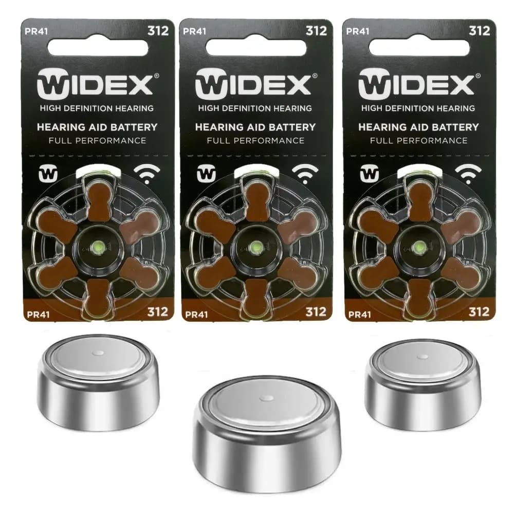 Boîte de piles pour appareils auditifs Widex taille 312 A312 312A marron PR41 Zinc Air (60 piles)