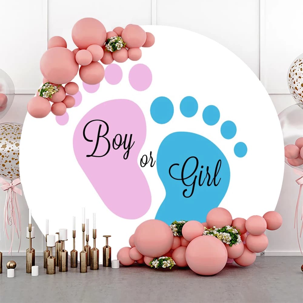 Housse de toile de fond ronde pour révélation du sexe du bébé, pour photographie, garçon ou fille, décoration de fête pour baby shower,