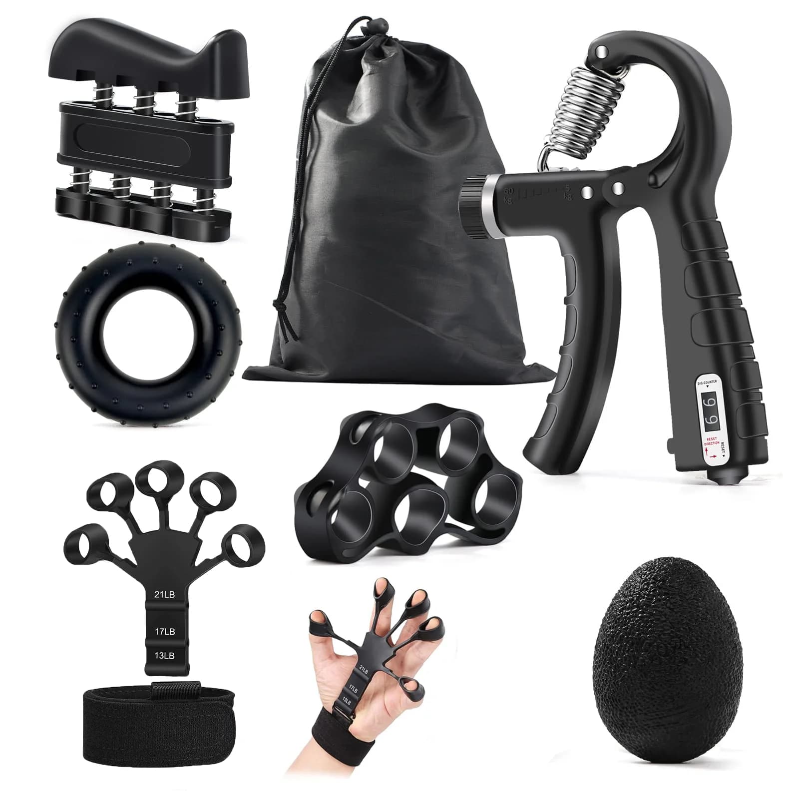 Kit d'entraînement de force de préhension, 1 à 6 paquets, renforcement de la poignée pour la construction musculaire et la récupération des