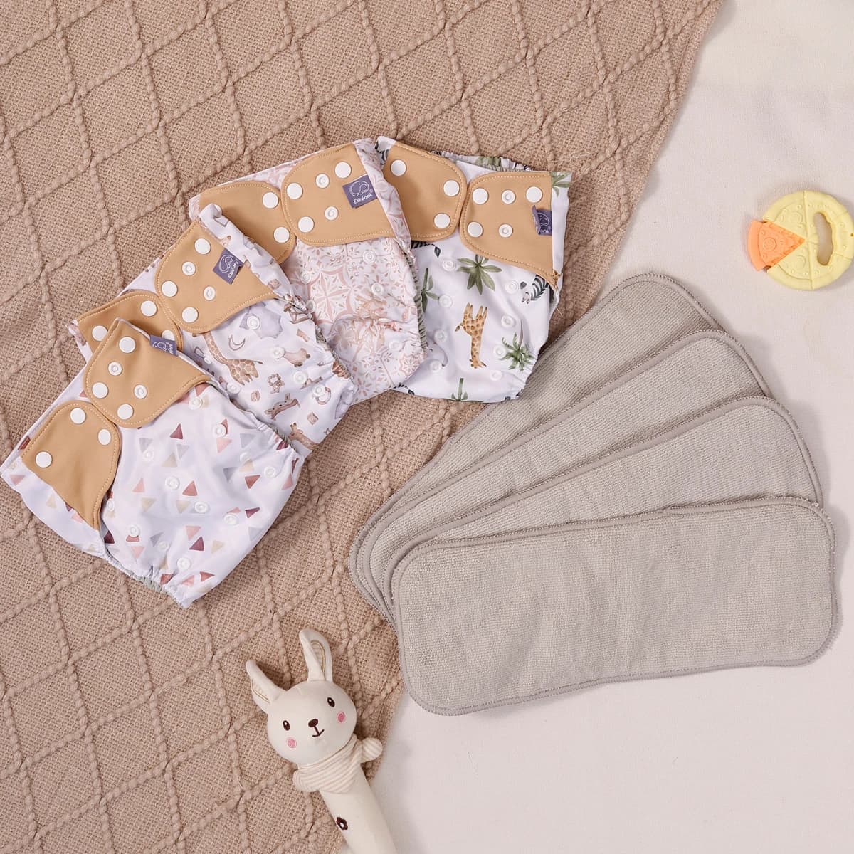 Couches lavables imperméables pour bébé, 4 pièces, avec 4 intérieures pour 3-15kg, lavables et écologiques, avec poche