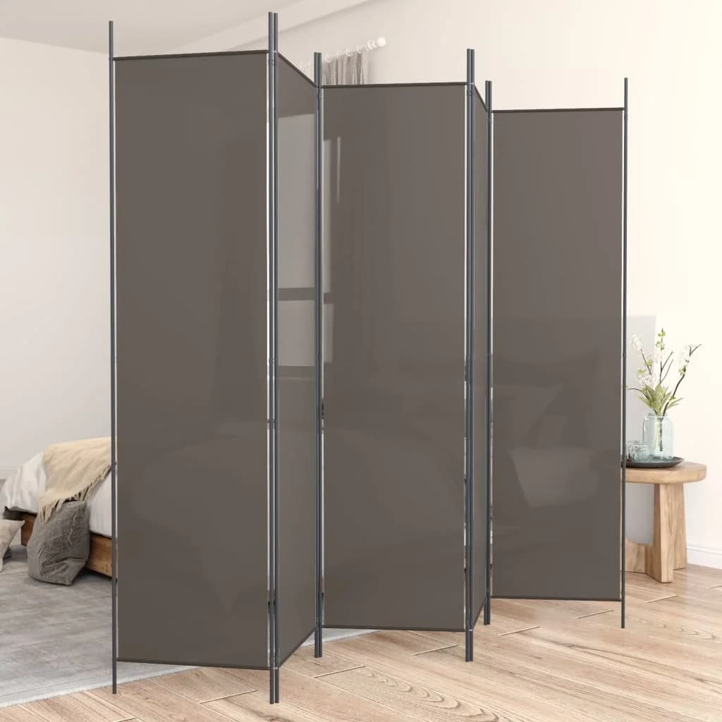 Séparateur avec 5 panneaux Anthracite 250x200 cm tissu produits de décoration pour la maison, écrans de séparation, écrans de confidentialité