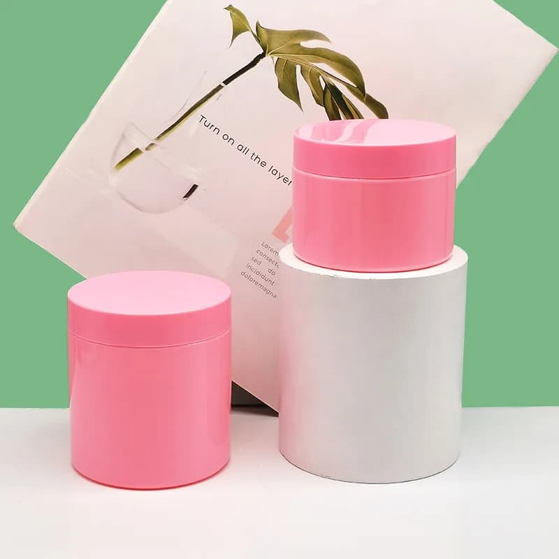 Bocal à crème rose en l'horloge, pot de 300ml et 500ml, contenant pour masque facial, emballage cosmétique de maquillage, boîtes de rangement HI